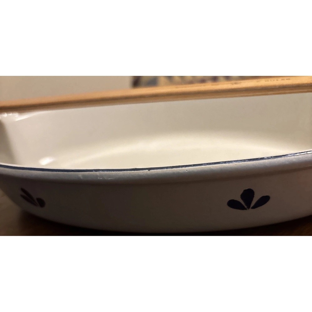 Delft Blue Enamel Cast Iron Oval Casserole Dish DRU Holland no. 26 Blue Tulips - Picture 8 of 9